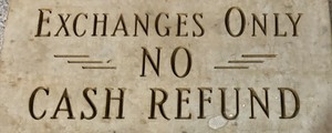 lot 156 image: Exchanges Only No Cash Refund Stone Plaque