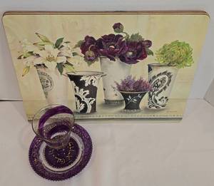 lot 127 image: Kathryn White Placemats plus Art Glass Cup & Saucer