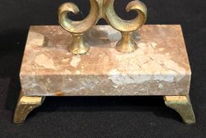 lot 138 image: Pair of Israeli Brass & Marble Candlesticks