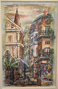 lot 144 image: Signed George Grunblatt Pirates Alley Watercolor
