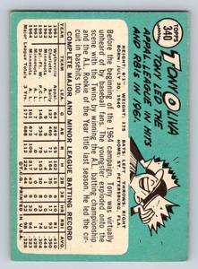 lot 10 image: Tony Oliva 1965 Topps Rookie Cup #340 Vintage Minnesota Twins Baseball Card