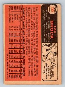 lot 14 image: Lou Brock 1966 Topps #125 Vintage Baseball Card