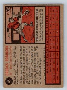 lot 21 image: Brooks Robinson 1962 Topps #45 Vintage Baseball Card
