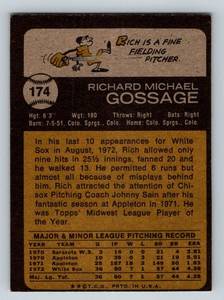 lot 23 image: Rich Goose Gossage RC 1973 Topps #174 Vintage Rookie Baseball Card