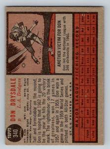 lot 27 image: Don Drysdale 1962 Topps #340 Vintage Baseball Card