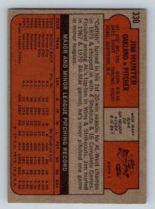 lot 28 image: Jim Catfish Hunter 1972 Topps #330 Vintage Baseball Card
