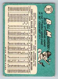 lot 32 image: Bill Mazeroski 1965 Topps #95 Vintage Baseball Card