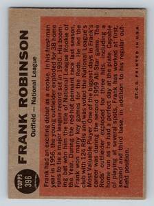 lot 38 image: Frank Robinson 1962 Topps Sporting News All-Star #396 Vintage Baseball Card