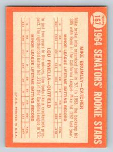 lot 42 image: Lou Piniella RC 1964 Topps Senators Rookie Stars #167 Vintage Baseball Card