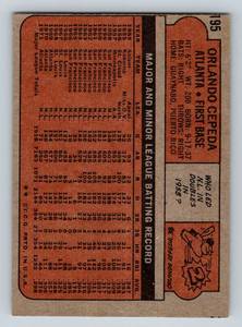 lot 56 image: Orlando Cepeda 1972 Topps #195 Vintage Baseball Card