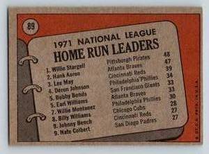 lot 67 image: Hank Aaron  Willie Stargell  Lee May 1972 Topps NL HR Leaders #89 Vintage Baseball Card