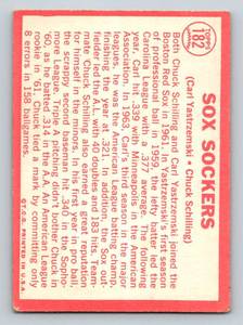 lot 68 image: Carl Yastrzemski  Chuck Schilling Sox Sockers 1964 Topps #182 Vintage Baseball Card