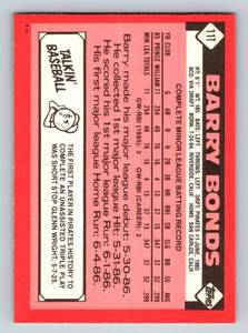 lot 11C image: Barry Bonds RC 1986 Topps Traded #11T Rookie Baseball Card