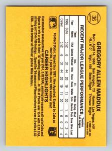 lot 18C image: Greg Maddux RC 1987 Donruss Rated Rookie #36 Baseball Card