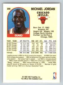 lot 28C image: Michael Jordan 1989 NBA Hoops #200 Basketball Card