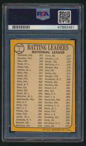 lot 9 image: Roberto Clemente 1968 Topps NL Batting Leaders #1 PSA Graded 4 VG-EX Vintage Baseball Card
