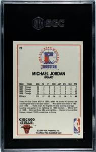 lot 11B image: Michael Jordan SGC 9 Mint 1989-90 NBA Hoops All-Star #21Basketball Card