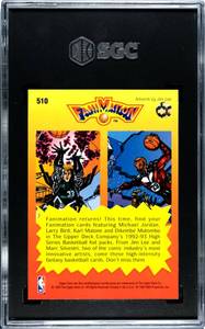 lot 5B image: Michael Jordan  Larry Bird SGC 9.5 Mint 1992-93 Upper Deck Fanimation #510 Basketball Card