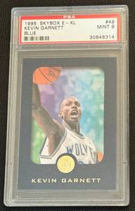 lot 10B image: Kevin Garnett RC PSA 9 Mint 1995 Skybox E-XL Blue Rookie Minnesota Timberwolves Basketball Card