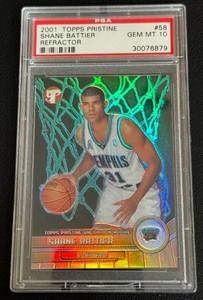 lot 32C image: Shane Battier RC PSA 10 Gen Mint 2001 Topps Pristine Refractor #58 Rookie Basketball Card