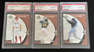 lot 30C image: 3 PSA Graded 1999 Upper Deck Choice Rookie Cards - Eric Chavez, JD Drew, Troy Glaus Baseball Cards