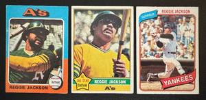 lot 75 image: Reggie Jackson 3 Card Lot - 1975  1976  1980 Vintage Baseball Cards