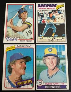 lot 79 image: Robin Yount 4 Card Lot - 1977  1978  1979  1980 Vintage Baseball Cards