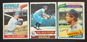 lot 82 image: George Brett 3 Card Lot - 1977  1979  1980 Vintage Baseball Cards