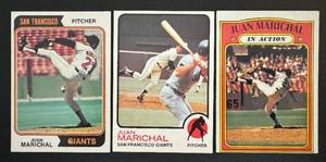 lot 83 image: Juan Marichal 3 Card Lot - 1972-1974 Vintage Baseball Cards