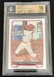 lot 40B image: Oscar Tavares Beckett Graded 10 Pristine RC 2012 Bowman Prospects #BP102 Rookie Baseball Card