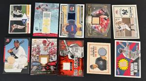 lot 35B image: 10 Card Baseball Star Relic Lot - Gary Sheffielf Bat Relic, Jim Edmonds, Pete Alonso, Rafael Palmeiro, Kevin Brown, Larry Walker, Alex RodriguezMiguel Tejada, Cole Hamels 99, Aramis Ramirez, Adam Dunn Bat Relic 1000 Baseball Cards
