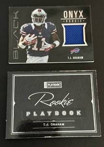 lot 23B image: Ty Warren Multi Relic Playbook 199 and Rookie Relic 299 - 2013 Rookie Playbook #32, numbered 100199 and 2012 Black Football Onyx #31 numbered 132299 Rookie Football Cards