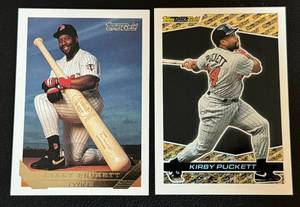 lot 107A image: Kirby Puckett 2 Card Topps Gold and Black Gold Minnesota Twins Baseball Card Lot