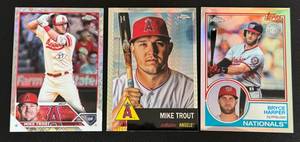 lot 105A image: Mike Trout and Bryce Harper 3 Card Refractor Baseball Lot