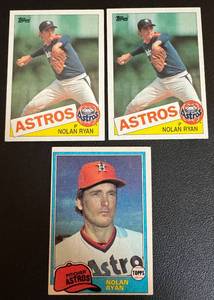 lot 102A image: Nolan Ryan 3 Card Lot 1981 and 1985 Topps Baseball