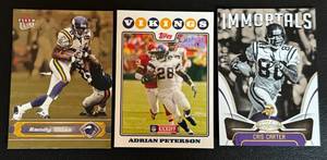 lot 99A image: Randy Moss, Adrian Peterson, Cris Carter 3 Card Lot w Numbered Cards - Minnesota Vikings Football