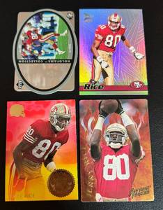 lot 97A image: Jerry Rice 4 Card Die Cut and Insert Football Card Lot