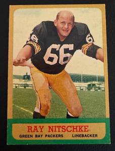lot 43B image: Ray Nitschke RC 1963 Topps #63 Rookie Vintage Green Bay Packers Football Card