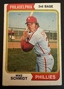 lot 49B image: Mike Schmidt 2nd Year 1974 Topps #283 Vintage Baseball Card
