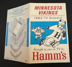 lot 7C image: 1964 Minnesota Vikings Pocket TV Schedule by Hamms Beer - Vintage Football