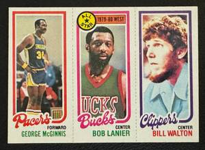 lot 88 image: 1980-81 Topps Bill Walton #222, Bob Lanie #10, George McGinnis #121 Vintage Basketball Card