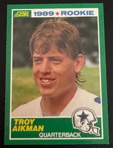 lot 89 image: Troy Aikman RC 1989 Score #270 Rookie Football Card