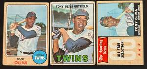 lot 60B image: Tony Oliva 3 Card Vintage Lot - 1967 and (2) 1968 Minnesota Twins Baseball Cards