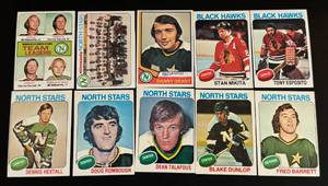 lot 61B image: 10 Card Vintage Hockey Lot with Minnesota North Stars and Stan Mikita  Tony Esposito