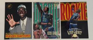 lot 62B image: Kevin Garnett 3 Card RC Lot Rookie Minnesota Timberwolves Basketball Cards