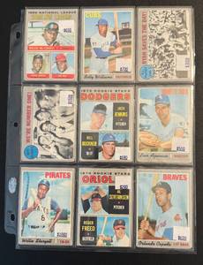 lot 50C image: 1970 Topps Baseball 9 Card Lot - Stars and HOFs - Nolan Ryan, McCoveyAaron, Billy Williams, Buckner RC, Aparicio, Stargell, Orioles RC, Cepeda - Vintage Baseball Cards