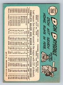 lot 14A image: Don Drysdale 1965 Topps #260 Vintage Baseball Card