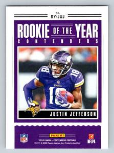 lot 57A image: Justin Jeferson RC 2020 Contenders Rookie of the Year #RY-JUJ Minnesota Vikings Football Card