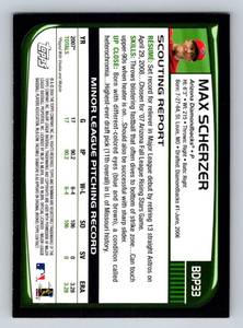 lot 72A image: Max Scherzer RC 2008 Bowman #BDP33 Rookie Baseball Card