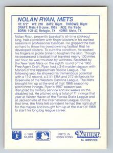lot 87A image: Nolan Ryan 1989 Kenner Starting Lineup Baseball Card